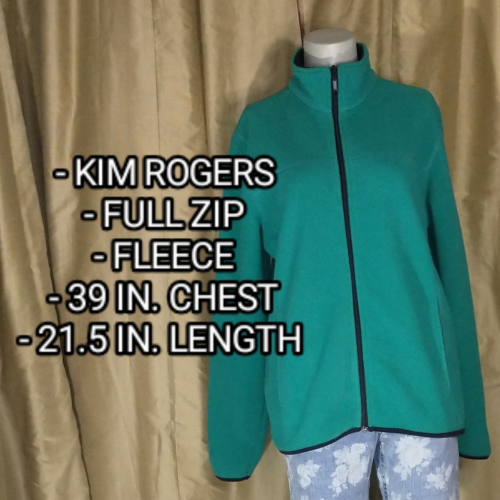 Kim Rogers Teal Full Zip Fleece Jacket. Size Small.
